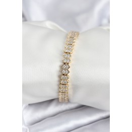 Pirinç VIP Seri Gold Renk Zirkon Taşlı Kadın Bileklik TJ-BB7920
