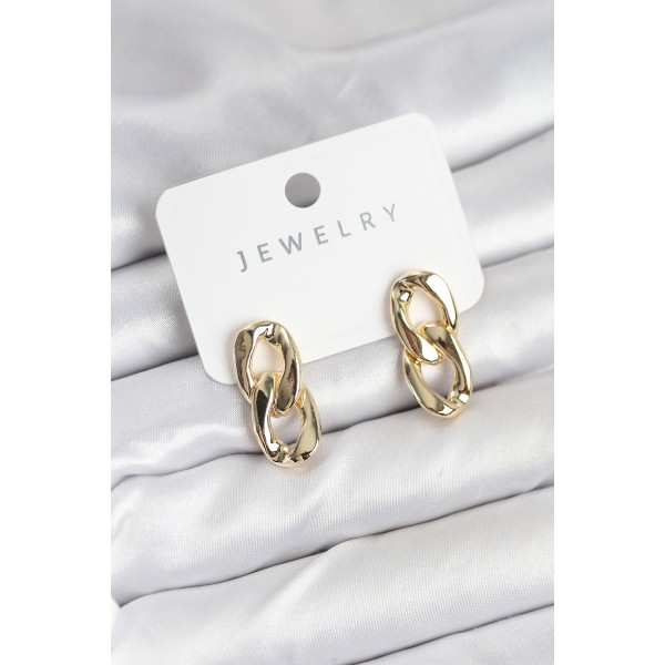 Pirinç Gold Renk Zincir Model Kadın Küpe TJ-BKP11233