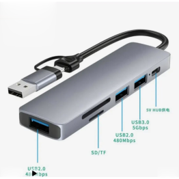 Airsky Hc13Fl 5 İn 1 Usb Type-C 2 İn 1 Çevirici