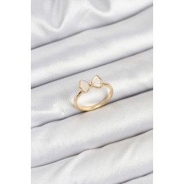 Pirinç Gold Renk Fiyonk Model Kadın Yüzük TJ-BYK3838