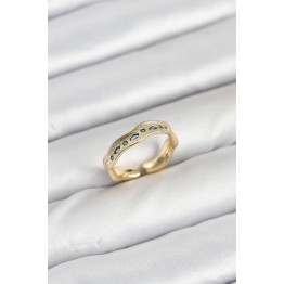 Pirinç Gold Renk Zirkon Taşlı Vintage Kadın Yüzük TJ-BYK3862