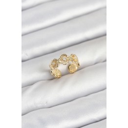 Pirinç Gold Renk Yonca Model Kadın Yüzük TJ-BYK3894