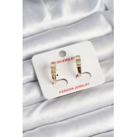 Pirinç Gold Renk Zirkon Taşlı Vintage Kadın Küpe TJ-BKP11244