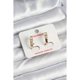Pirinç Gold Renk Zirkon Taşlı Vintage Kadın Küpe TJ-BKP11244
