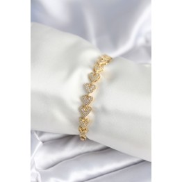 Pirinç Gold Renk Kalp Model Kadın Bileklik TJ-BB7982