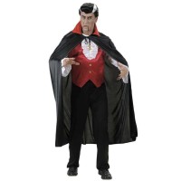 Kırmızı Yakalı Siyah Dracula Pelerin 120 cm