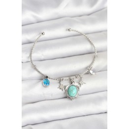 Caretta Caretta Charmlı Gümüş Renk Kadın Bileklik TJ-BB8034