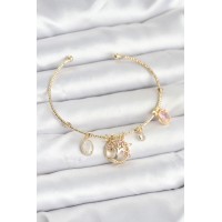 Hayat Ağacı Charmlı Gold Renk Pirinç Kadın Bileklik TJ-BB8037