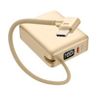 10.000mAh LCD Göstergeli Type-C Giriş & Çıkışlı 20W Dahili Type-C Kablolu Powerbank