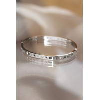 316L Çelik Roma Rakamlı Silver Renk Bilezik Kelepçe TJ-BB3566