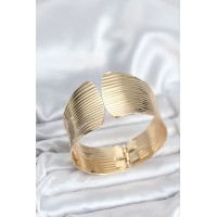 Pirinç Gold Renk Levha Model Kadın Bileklik TJ-BB8062