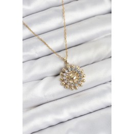 316L Çelik Zincir Gold Renk Güneş Model Kadın Kolye TJ-BKO10605