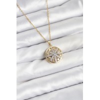 316L Çelik Zincir Gold Renk Zirkon Taşlı Kadın Kolye TJ-BKO10611