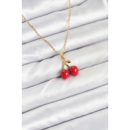 316L Çelik Zincir Gold Renk Kiraz Model Kadın Kolye TJ-BKO10623
