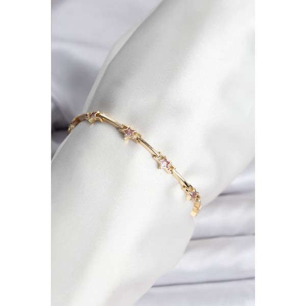 Yıldız Model Gold Renk Pirinç Bileklik TJ-BB8081