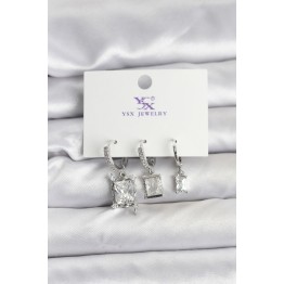 Gümüş Renk Zirkon Taşlı Kadın Küpe TJ-BKP11343