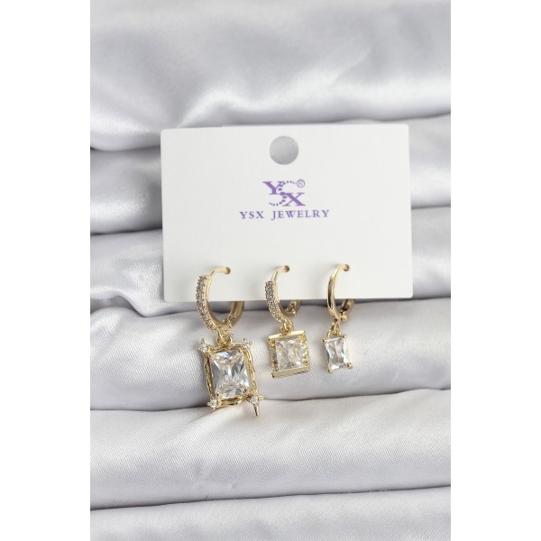 Gold Renk Zirkon Taşlı Kadın Küpe TJ-BKP11344