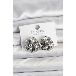Pirinç Sarmal Gümüş Renk Kadın Küpe TJ-BKP11347