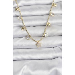 Pirinç Gold Renk Yıldız Model Kadın Kolye TJ-BKO10640