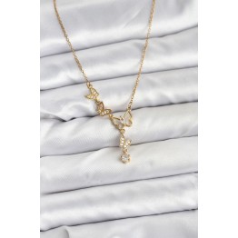 316L Çelik Zincir Gold Renk Model Kadın Kolye TJ-BKO10676