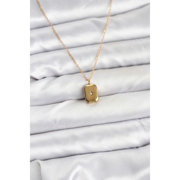 316L Çelik Zincir Gold Renk Minimal Kutup Yıldızı Model Kadın Kolye TJ-BKO10683