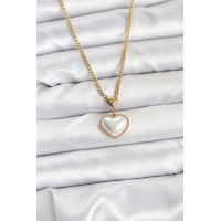 316L Çelik Zincir Gold Renk Bombeli Kalp Model Kadın Kolye TJ-BKO10685