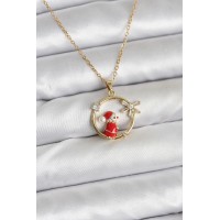 316L Çelik Zincir Gold Zirkon Taşlı Yılbaşı Tema Kadın Kolye TJ-BKO10718