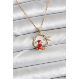 316L Çelik Zincir Gold Zirkon Taşlı Yılbaşı Tema Kadın Kolye TJ-BKO10718