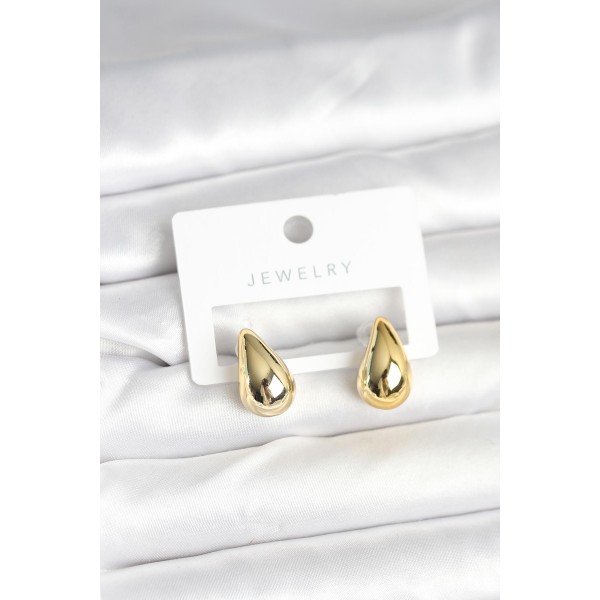 Gold Renk Damla Küpe 17 mm - TJ-BKP11377