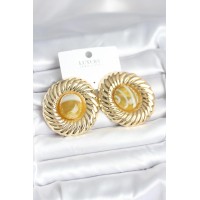 Pirinç Gold Renk Kehribar Boncuklu Vintage Kadın Küpe TJ-BKP11387