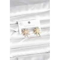 Pirinç Gümüş Renk Kutup Yıldızı Kadın Küpe TJ-BKP11392