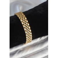 316L Çelik 12 mm Kalınlıkta Gold Renkli Erkek Bileklik TJ-EB3779