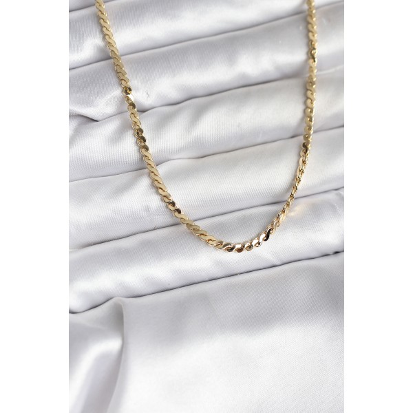 14K Gold Renk Kaplama Ezme Yılan Zincir Model CM Kadın Kolye TJ-BKO10735
