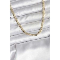 14K Gold Renk Kaplama Plaka Ezme Model Zincirli CM Kadın Kolye TJ-BKO10743
