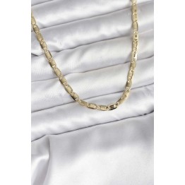 14K Gold Renk Kaplama Plaka Ezme Model Zincirli CM Kadın Kolye TJ-BKO10743