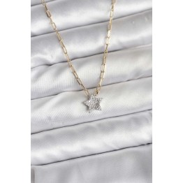 Pirinç Gold Renk Zincirli Zirkon Taşlı Minimal Yıldız Model Kadın Kolye TJ-BKO10752