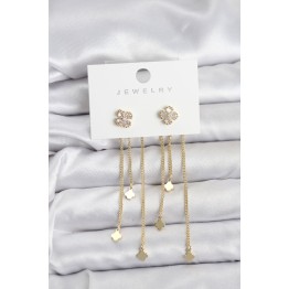 Pirinç Gold Renk Yonca Model Sallantılı Kadın Küpe TJ-BKP11455