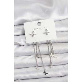 Model Gümüş Renk Pirinç Sallantılı Kadın Küpe TJ-BKP11456