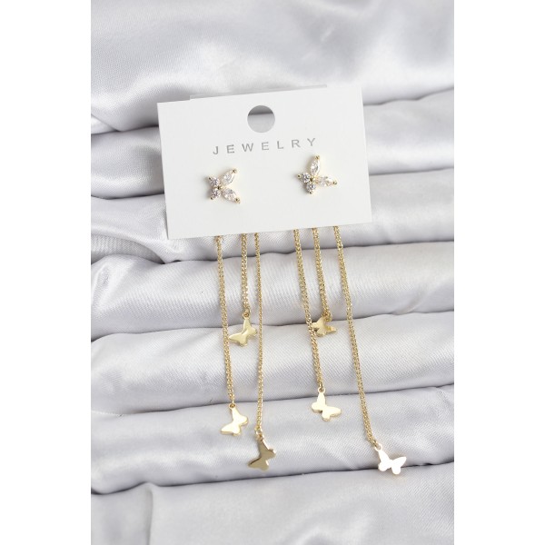 Model Gold Renk Pirinç Sallantılı Kadın Küpe TJ-BKP11457