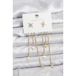 Kutup Yıldızı Model Gold Renk Pirinç Sallantılı Kadın Küpe TJ-BKP11459