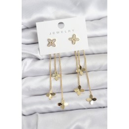 Lotus Model Gold Renk Pirinç Sallantılı Kadın Küpe TJ-BKP11461