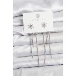 Çiçek Model Gümüş Pirinç Sallantılı Kadın Küpe TJ-BKP11464