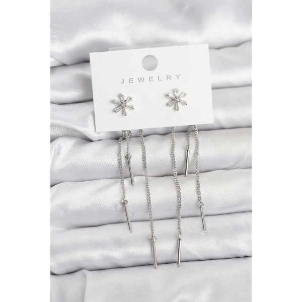 Çiçek Model Gümüş Pirinç Sallantılı Kadın Küpe TJ-BKP11464