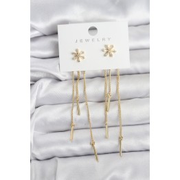 Çiçek Model Gold Pirinç Sallantılı Kadın Küpe TJ-BKP11465