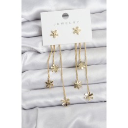 Papatya Model Gold Renk Pirinç Sallantılı Kadın Küpe TJ-BKP11467