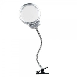 2.5 X 130 MM 5X24 MM LED Aydınlatmalı Büyüteç Masa üstü Metal Hortum Mandallı MG15124-C