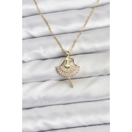 316L Çelik Zincir Gold Renk Balerin Model Kadın Kolye TJ-BKO10775