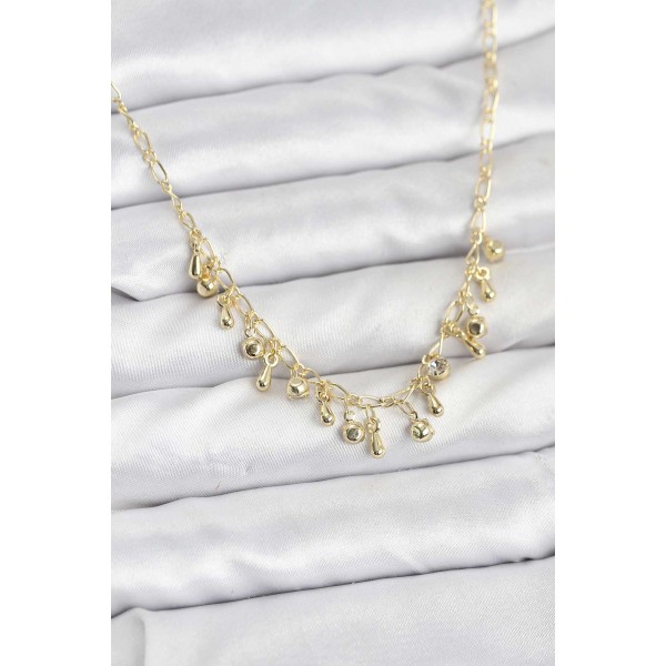316L Çelik Zincir Gold Renk Kadın Kolye - TJ-BKO10786