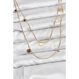 316L Çelik Zincir Gold Renk Pullu Kadın Kolye TJ-BKO10787