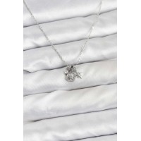 Pirinç Gümüş Renk Minimal Charmlı Kadın Kolye TJ-BKO10804